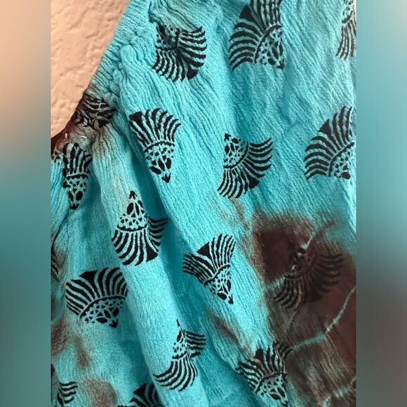Earthbound Tie Front Boho Crop Top Tie Dye L - Picture 4 of 5